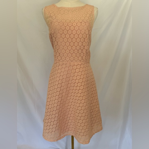 Betsey Johnson Dresses & Skirts - Betsey Johnson Peach Medallion Lace Fit & Flare Tea Dress Size 14